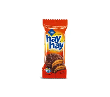 For HAY HAY SANDWICH BISCUITS COVERED WITH CHOCOLATE