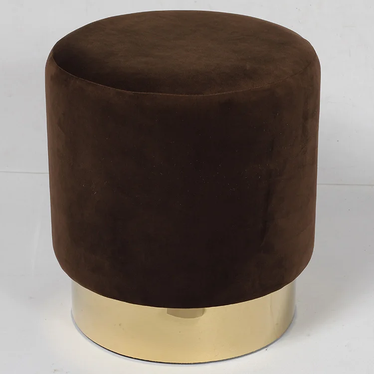 
Upholstered seat yellow big round foam velvet pouf ottoman 