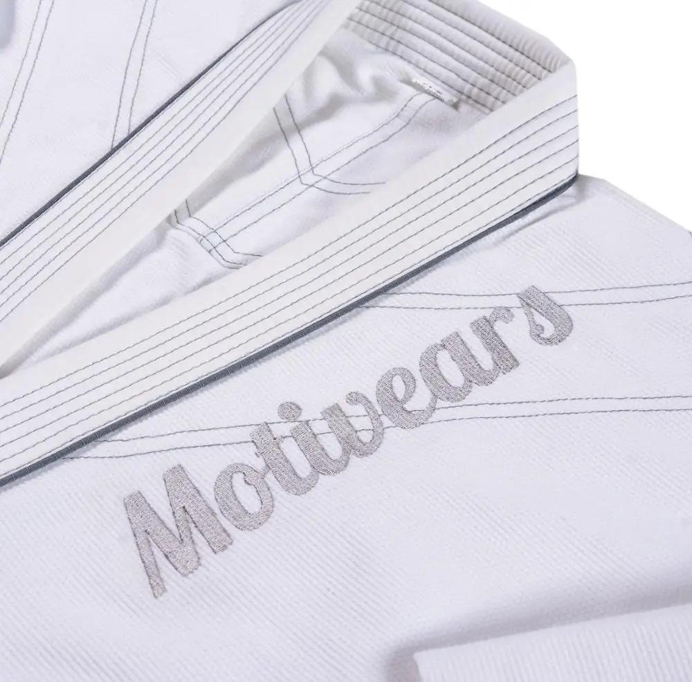 Pakistan Made 100% Cotton Pearl Weave White Silver BJJ Uniform Brazilian Jiu Jitsu Gi BJJ Kimono  Reema Technologies