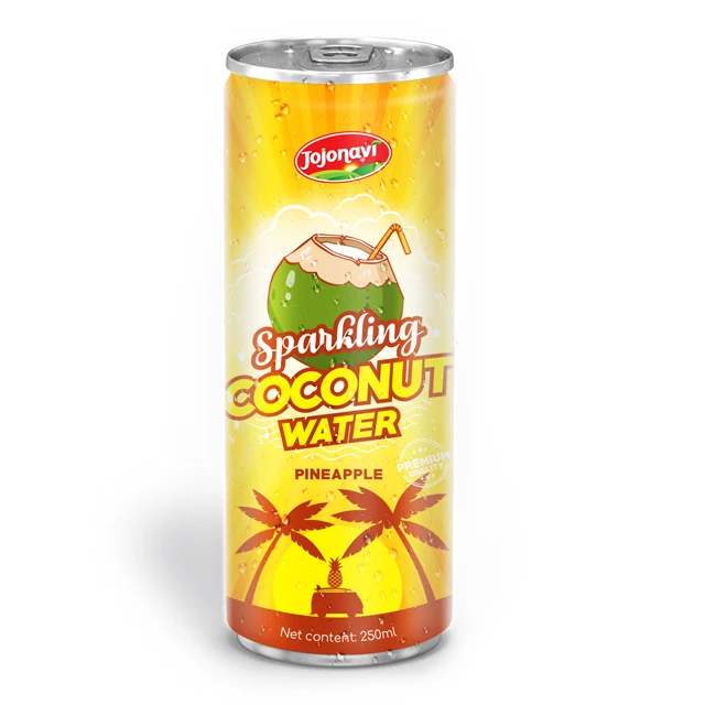Sparkling coconut water Beverage wholesales for canned 250ml Coconut water ODM service from Viet Nam
