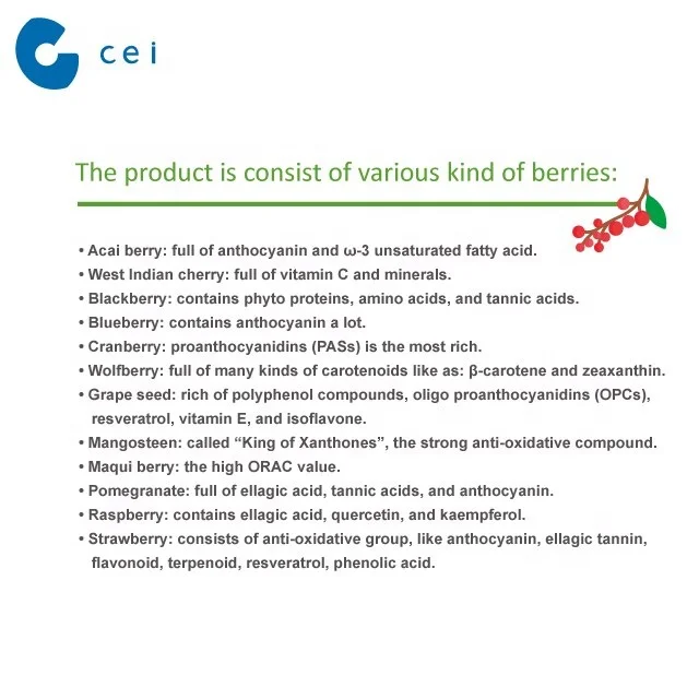 Gut Health Berry Powder Digestive Enzymes Probiotics Grapefruit Seed Cranberry Extract