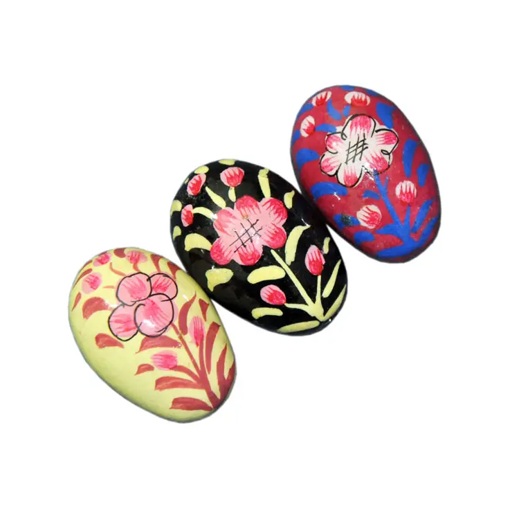 Large floral design hand painted painted large wooden easter eggs wholesale