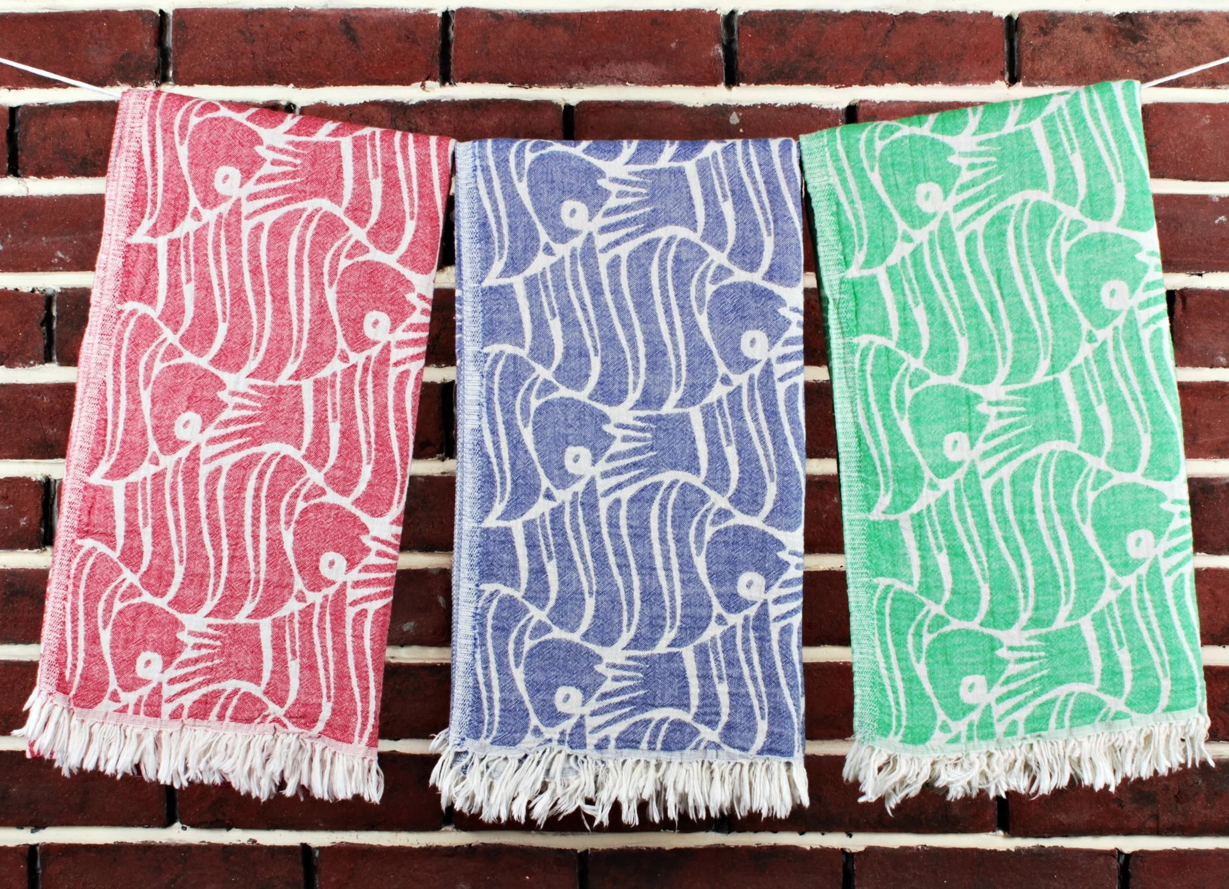 High Quality Best Price Turkish Cotton Custom Fish Pattern Peshtemal Beach Fouta Turkish Towel