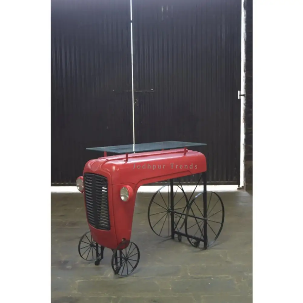 Vintage Furniture Indian Style Tractor Console & Bar Table Bar Cabinet