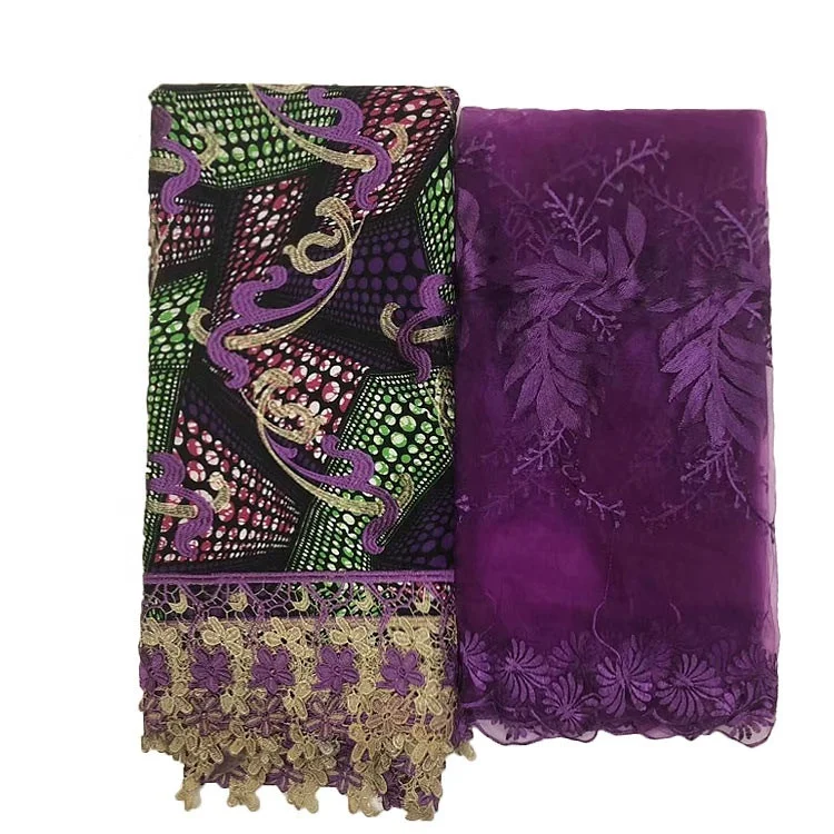 
Queency Wax Fabric With Lace Embroidery Wax Cord Lace Fabric 2019 African Wax Prints Fabric Lace 