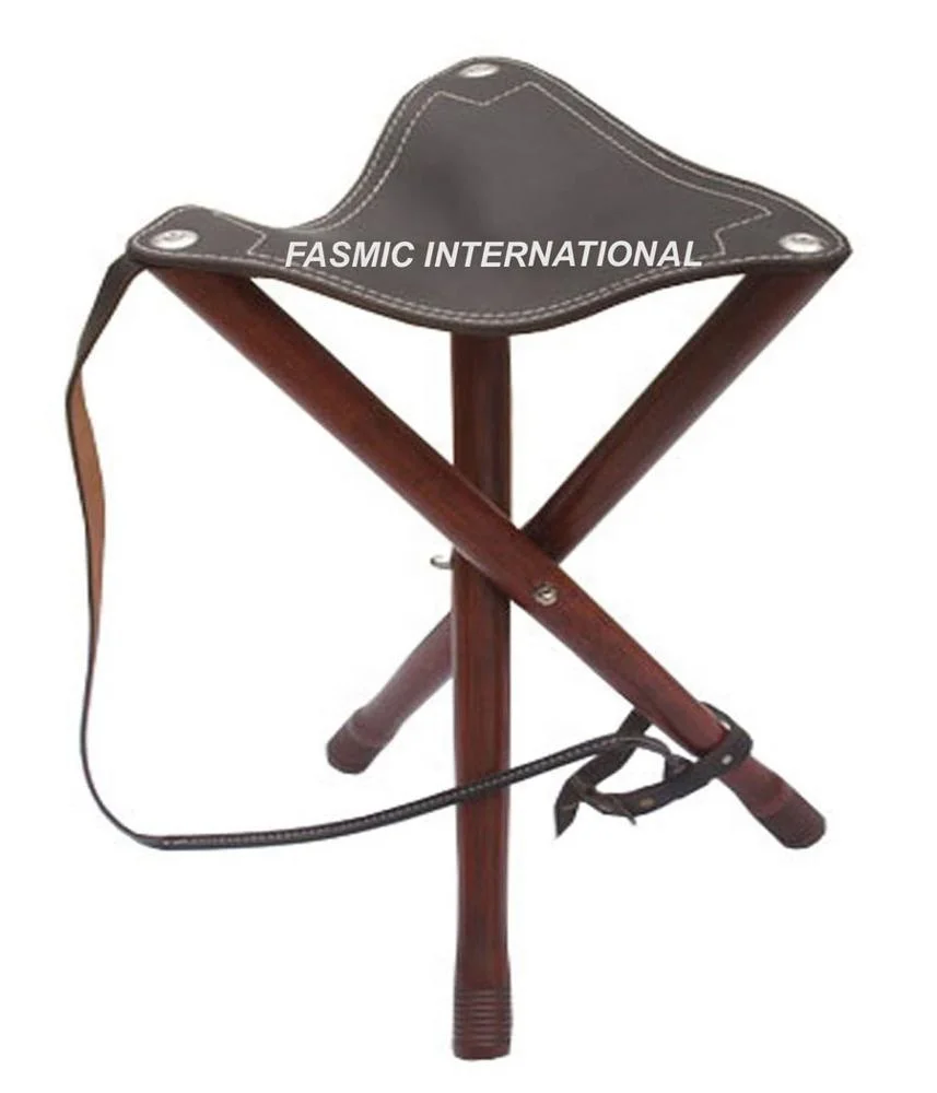 Портативный открытый охотничий табурет дешевая Прочная кожа и холст с деревянной отделкой