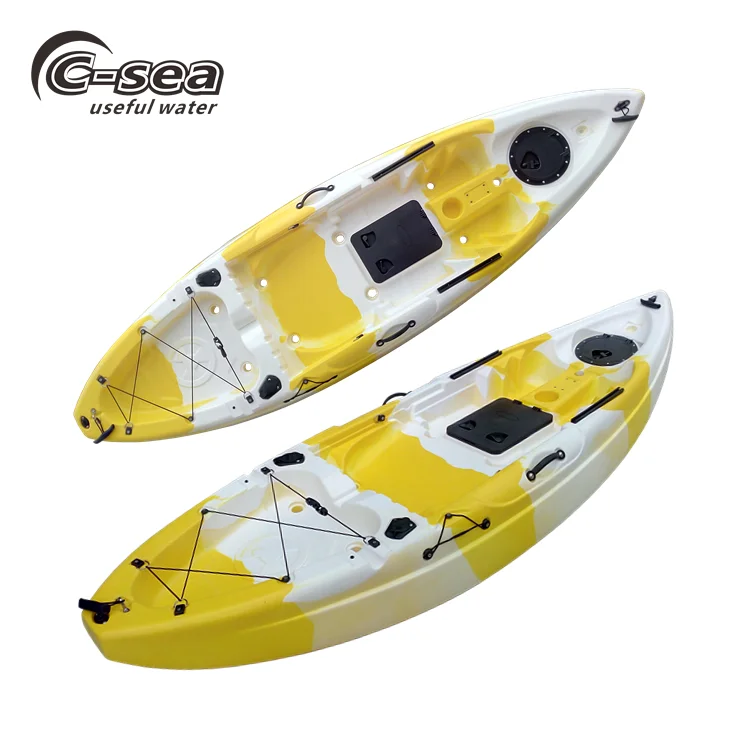single plastic canoe kayak for fishing with fish finder and rod holder