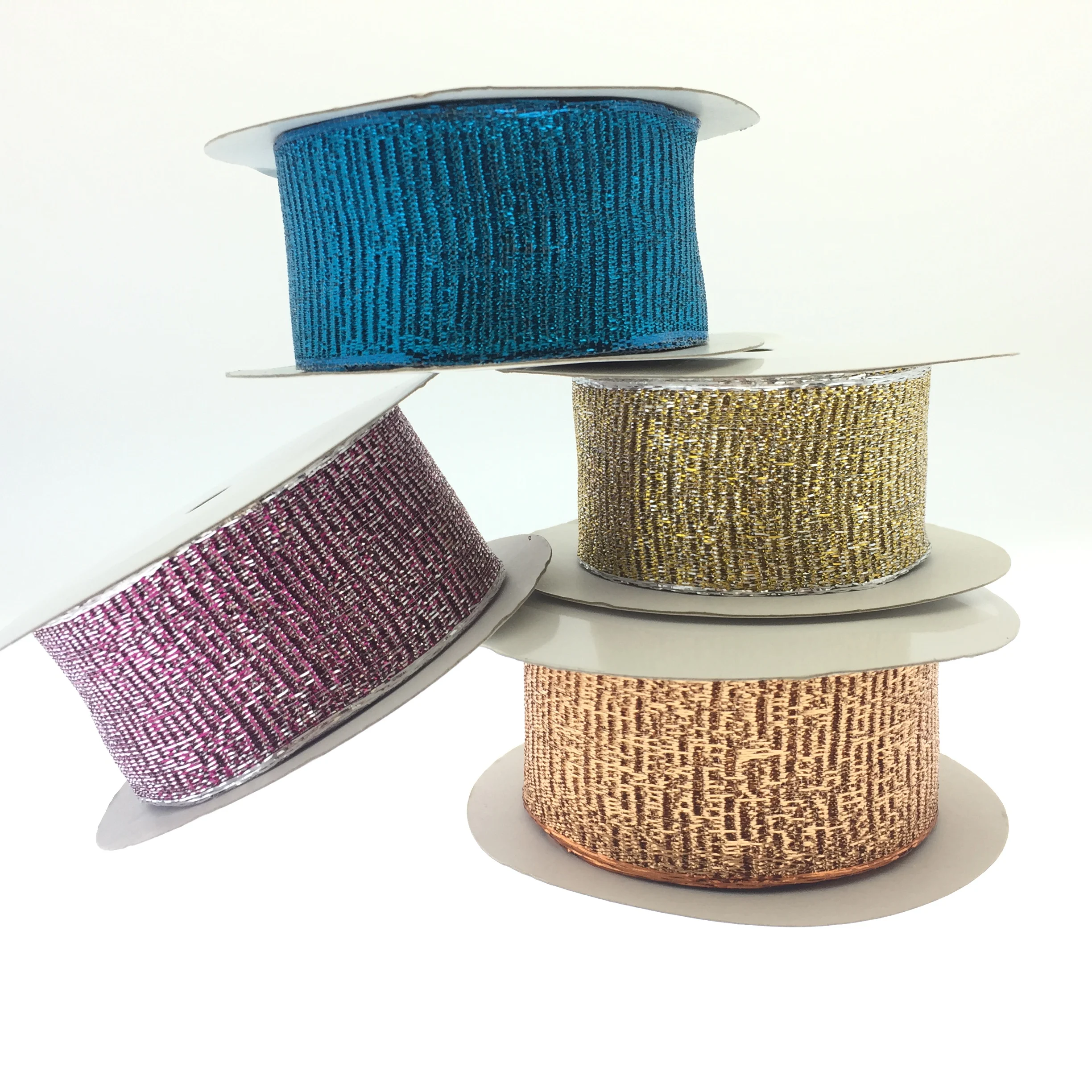 Luxury shinny metallic tape for Christmas packaging decoration solid ribbon