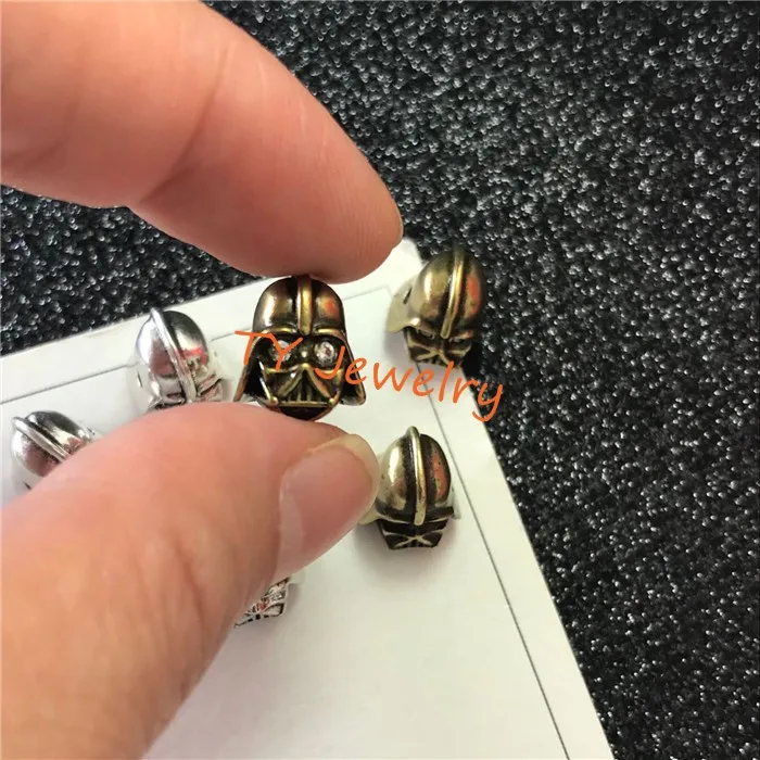 Brass Stormtrooper Helmet Pave Zirconia Spacer Beads For Jewelry Making DIY Lead Free & Nickel Free