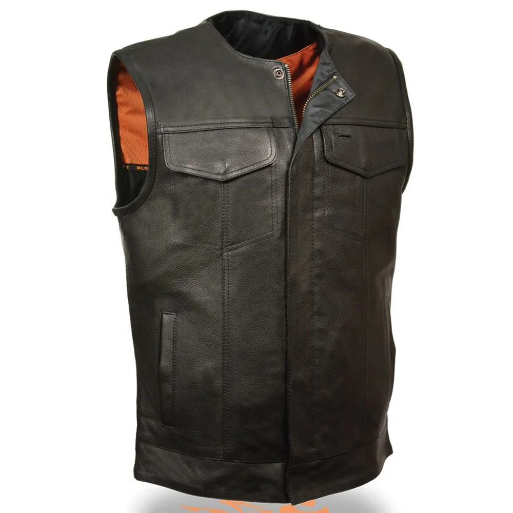 New Design  Motorcycle Customize 2024 North American Leather Vests High Quality Club Vest Men Cowhide Leather For Bikers
