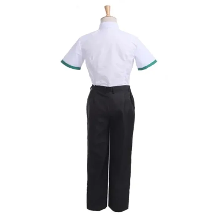 Malaysia pattern short sleeve blouse shirt and long pant with tie school uniform for high school students