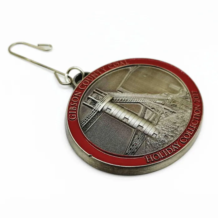 3d custom machine designed charm metal crafts with hook for holiday souvenir