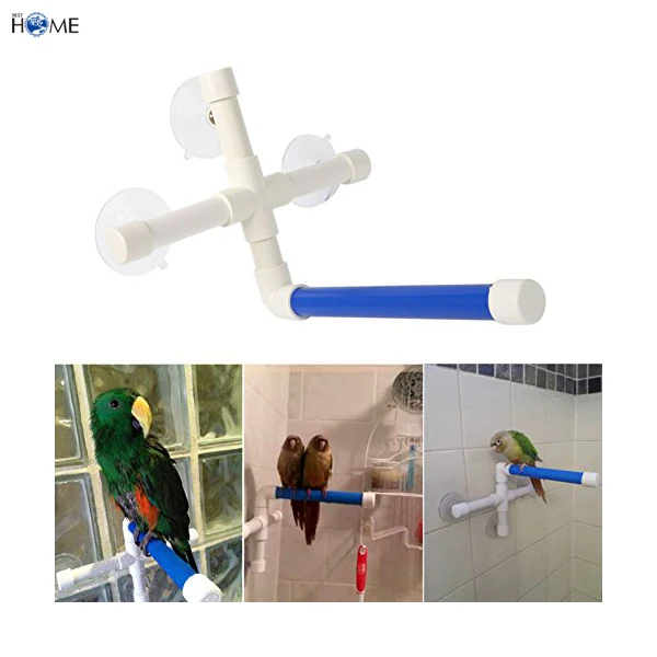 Window Folding Parrot Bath Shower Standing Platform Rack Bird Perch