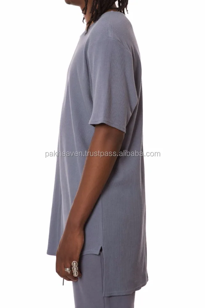 pak WAFFLE KNIT tall curved hem over hip elongated t shirt available fabric rayon polyester cotton bamboo modal