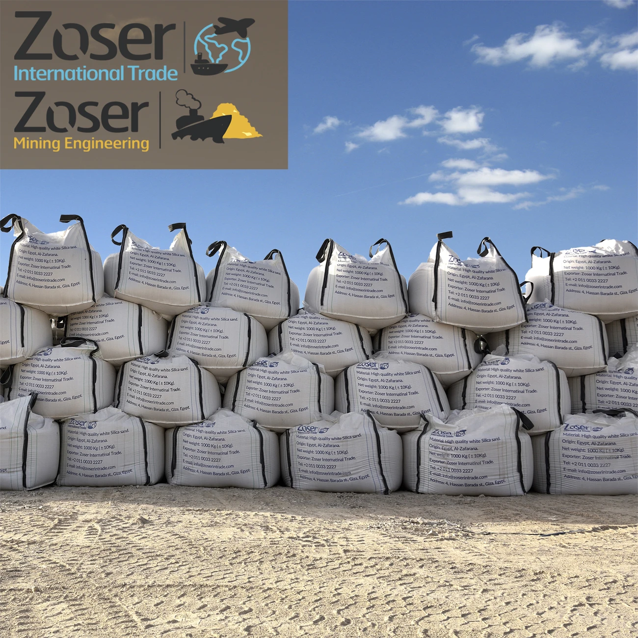 
Glass Production Silica Sand, SiO2 99.6%, Fe2O3 0.010%. 