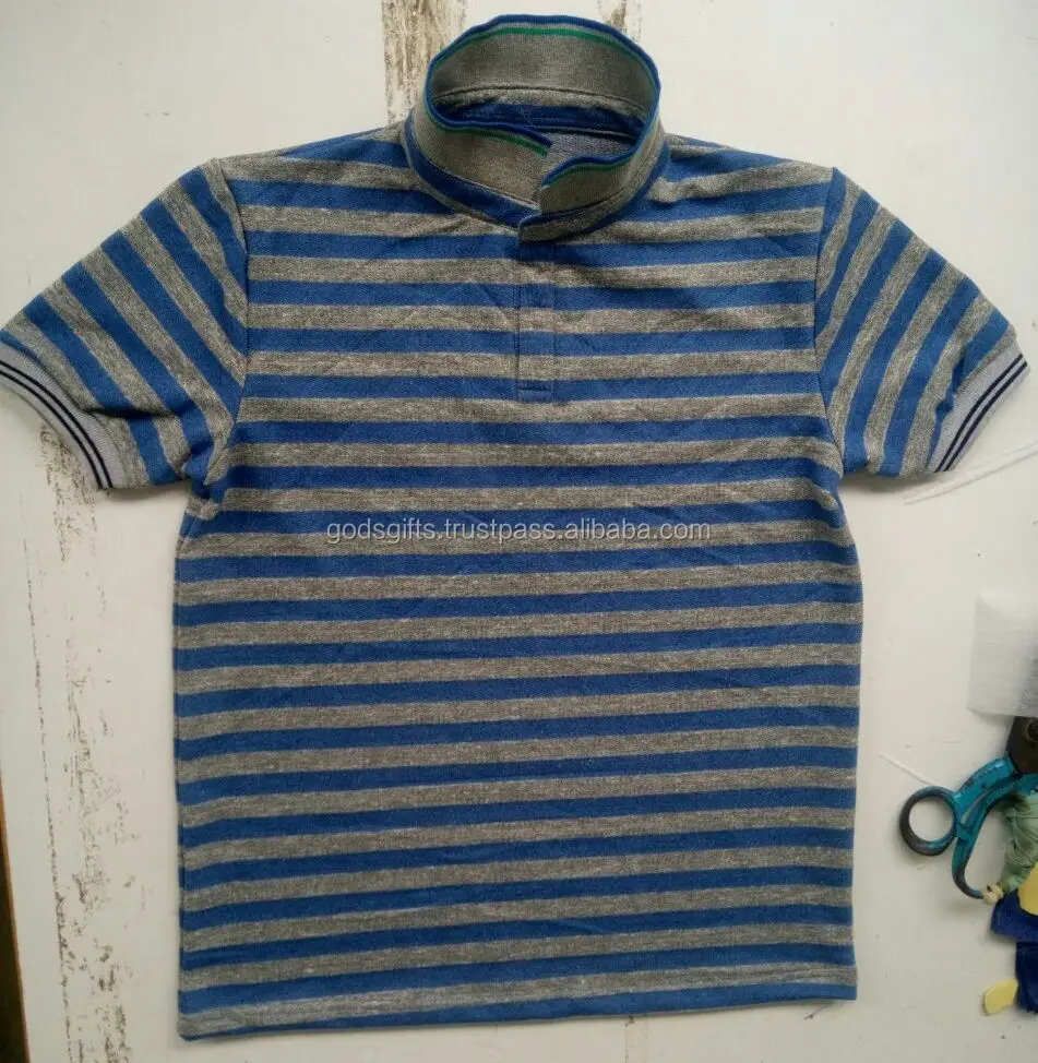 Polo T-Shirt Stripes design oem polo customized polo cheap direct export indian manufacturer tirupur bamboo cotton online sale