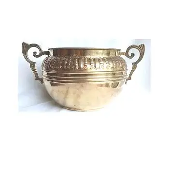 LARGE BRASS FLOWER POT