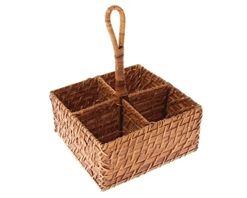 Hot Direct Supplier Foldable Bamboo Rattan Cutlery Kitchen Storage Rattan Organizer Storage Made In Vietnam