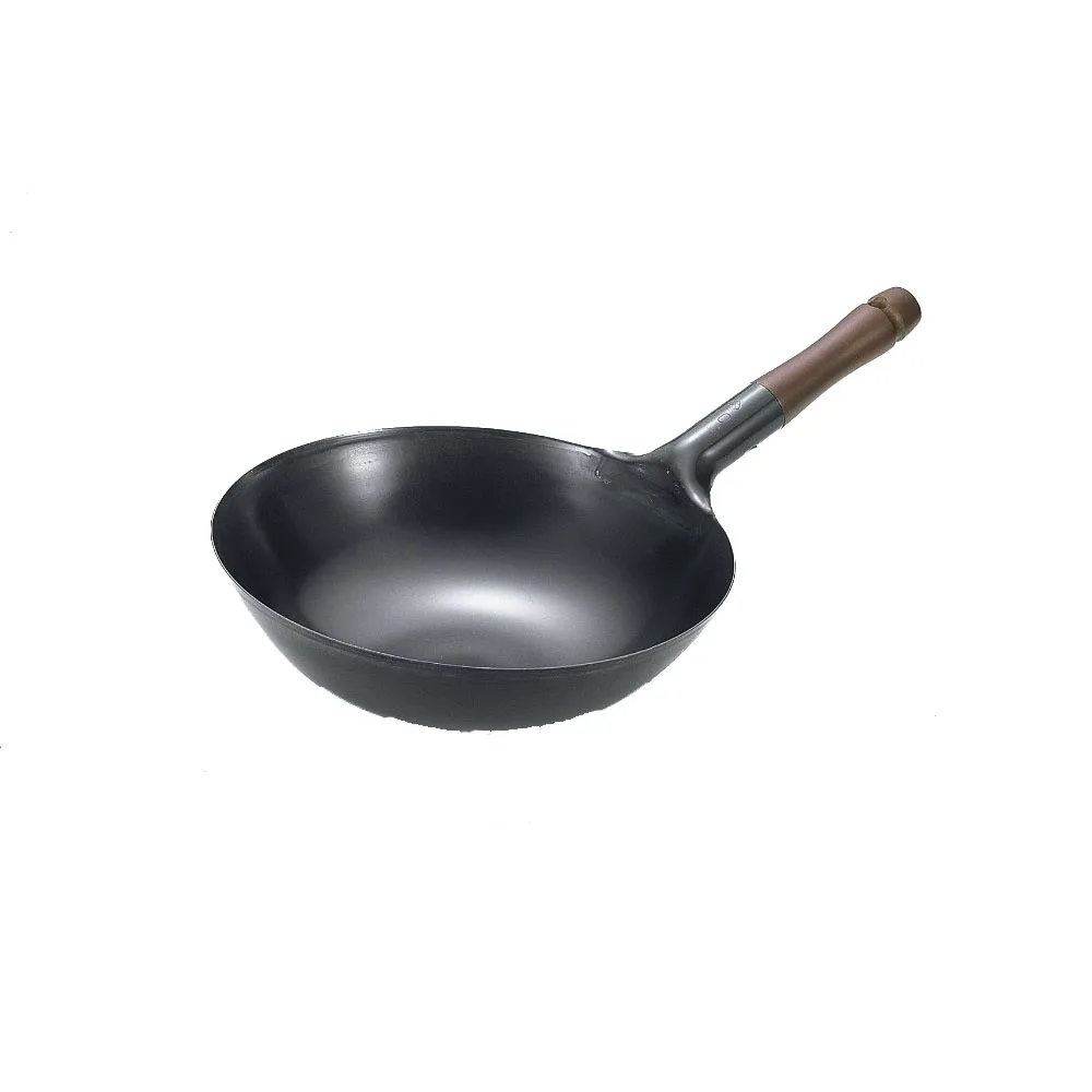 33cm Cast Iron Wooden Handle Wok With Good Price
