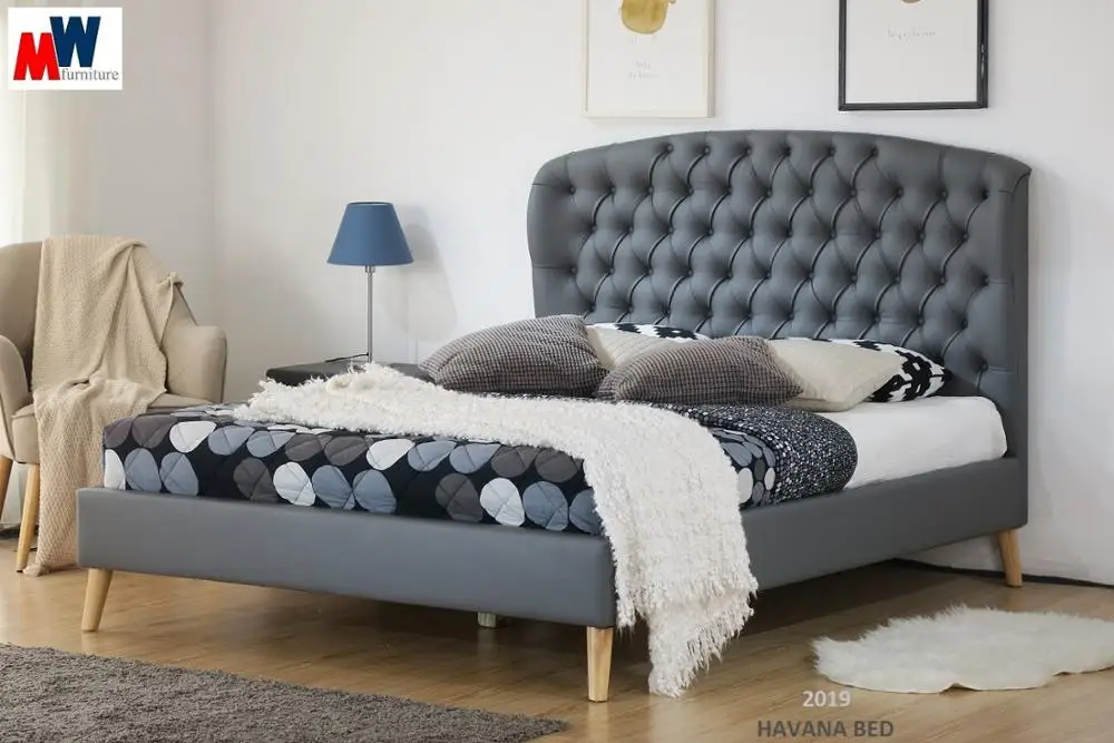 Luxurious bed frame of Malaysia 2019 Havana  Chesterfield Tufted fabric Beds