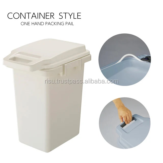 RISU Functional and Rectangle Diaper connectable trash can with rubber packing for deodorizing effect , with plastic bag holder