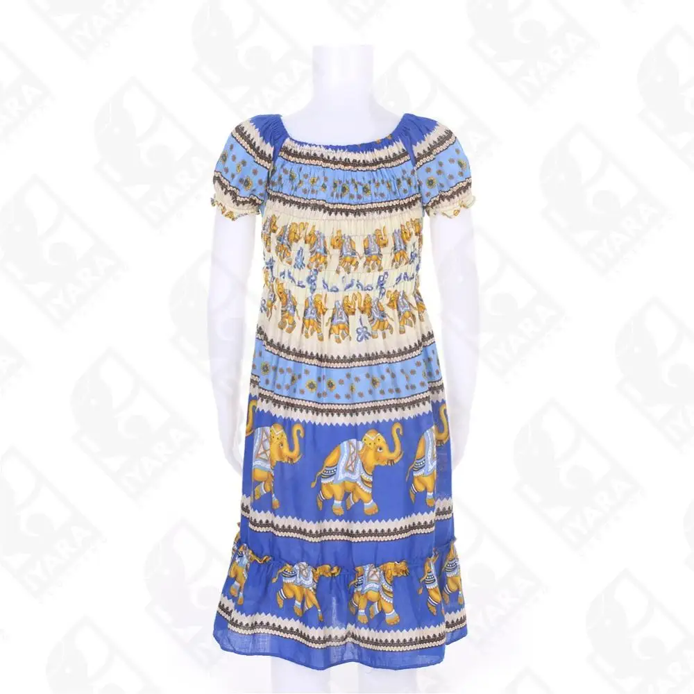 Long Elephant Thai Simple Kids Girls Smoking Dress