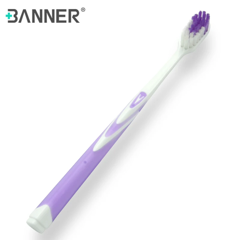 BANNER 2pcs set Adult Manual Toothbrush with Nylon Medium Bristles