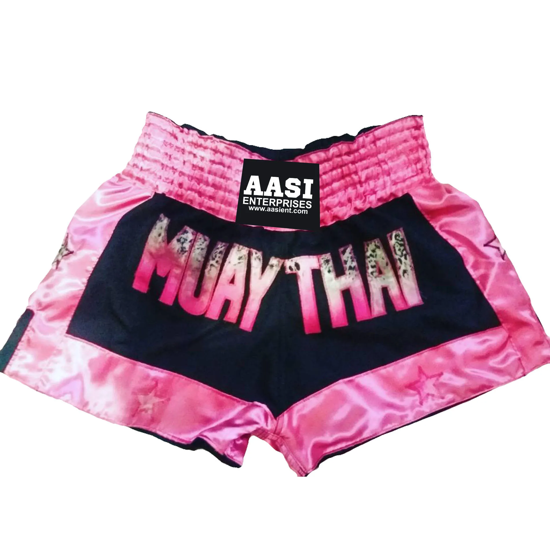 Индивидуальные высококачественные профессиональные женские короткие атласные розовые шорты для кикбоксинга