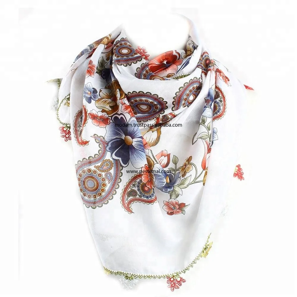 Machine Made Turkish Elegant Design Shawl Scarf Women Head Accessories with Private Label and Custom Packing Choose %100 Cotton