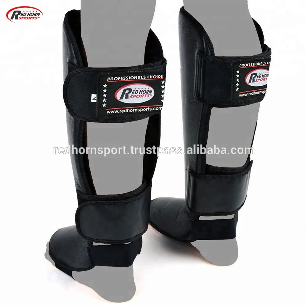 Muay Thai Shin Pads Shin Guards Pro Genuine Leather/Artificial Leather, Leg protectors for martial arts and boxing