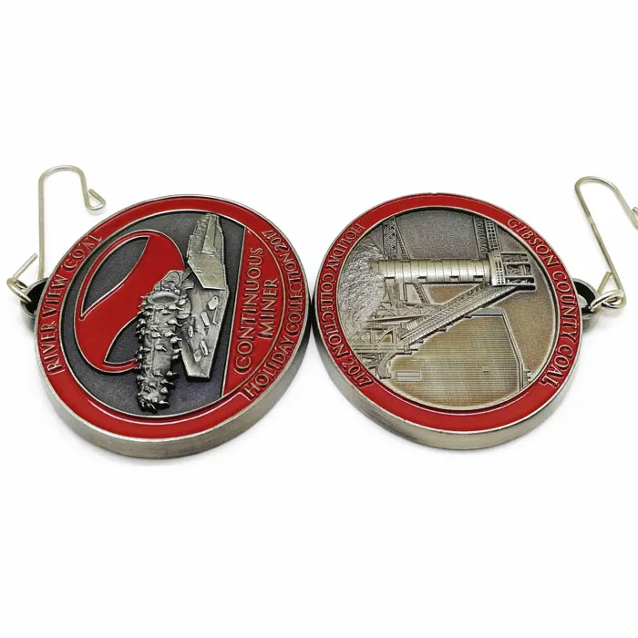 3d custom machine designed charm metal crafts with hook for holiday souvenir