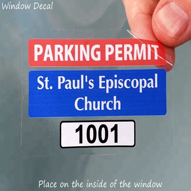 Custom Adhesive Window Stickers Front Writable Parking Permit Clings for Cars