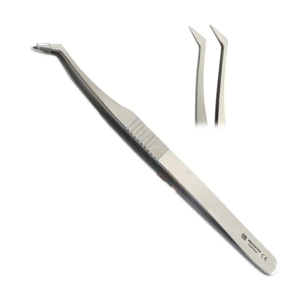 Dental Tweezer Anti Static Eyelash Extension Volume L-Type Stainless Steel
