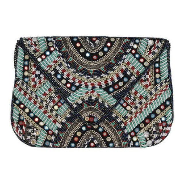 Ethnic Gypsy Beaded Nakshi Work Embroidery Clutches Vintage Sequined Bag