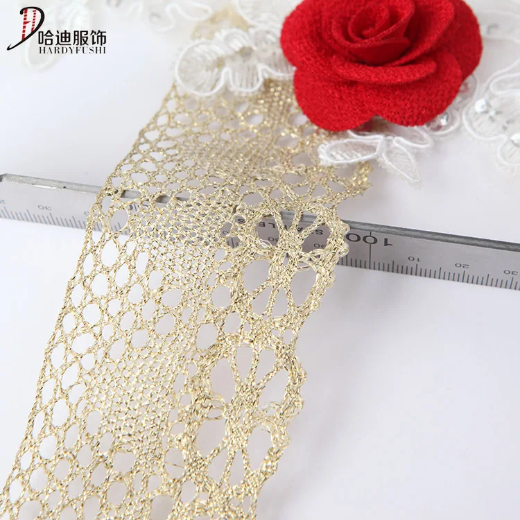 Metallic GOLD Embroidery Lace Trim for Bridal