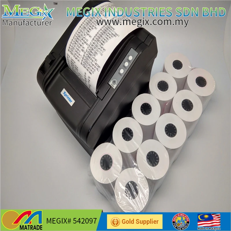 
Made in MALAYSIA- Extra White Dark Image -80 x 80 Thermal Paper Roll 