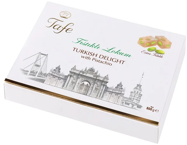 Tafe Turkish Delight with Double Roasted Pistachio Gift Carton Box 500g - 603 code