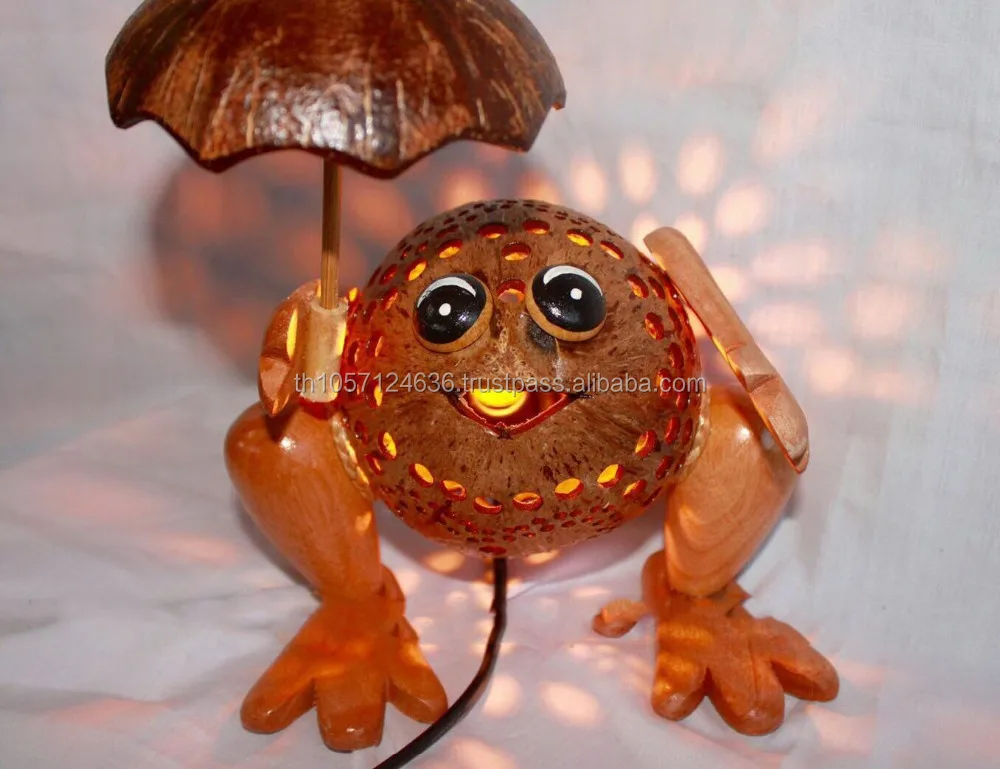 Coconut shell  Lamp Animals designs eco-friendly  handcraft Thailand