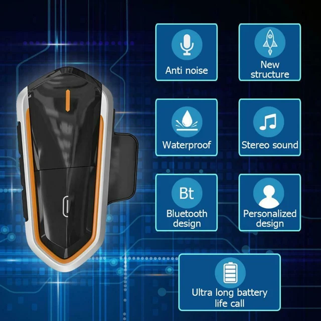 QTBE6 Motorcycle Helmet Intercom Headphones Wireless Intercom Handsfree Waterproof FM Radio Headset Motorcycle Headphone