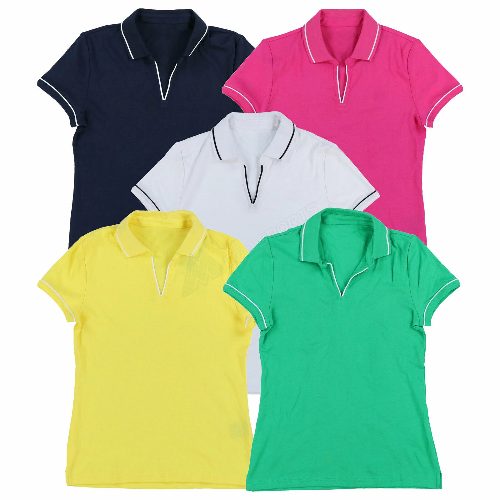 top selling polo shirts for women Polo Shirt V-Neck Short Sleeve Golf Shirt Fitted Top Collared lady polo tshirts