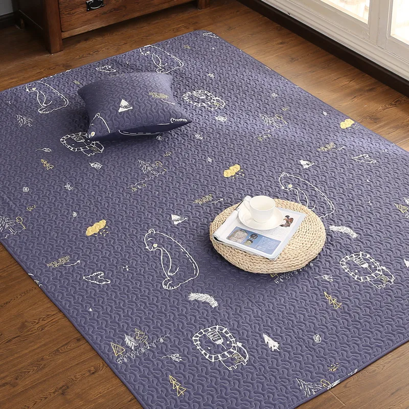 
Nordic Bear Printed Cotton Quilted Custom Size Floor Mat 