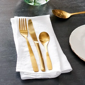 Golden Color Finishing Stainless Steel Metal Kitchen Cutlery Set with Glossy Finishing Wholesale Supplier