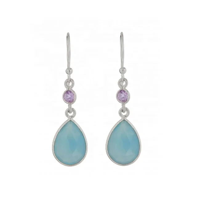 Factory Direct Sale 925 Sterling Silver Larimar Multi Gemstone Earring For Woman And Girl Fashion