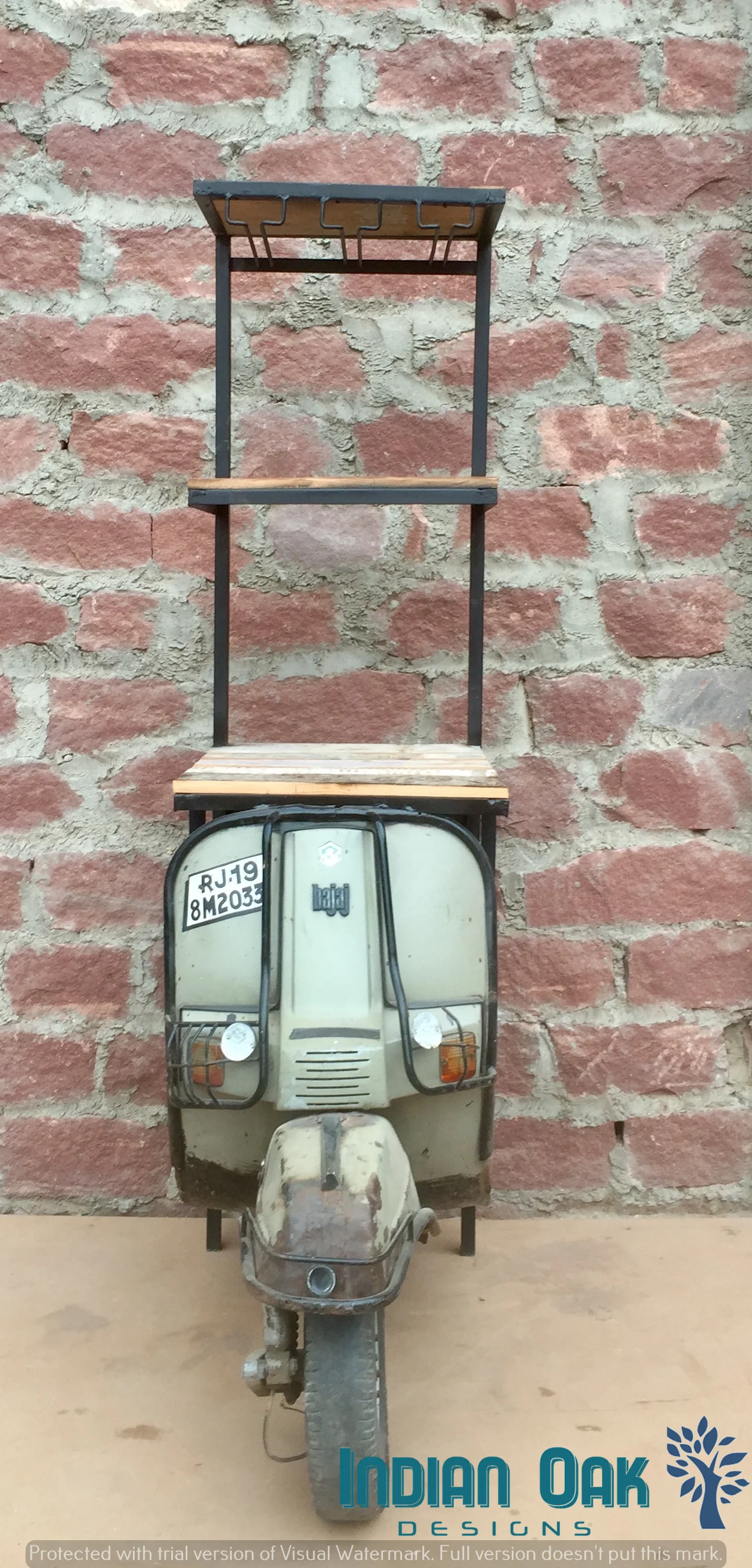 Industrial Furniture Vintage Antique Scooter wine rack Scooter Book Shelve Bookcase Vehicle furniture automobile furniture