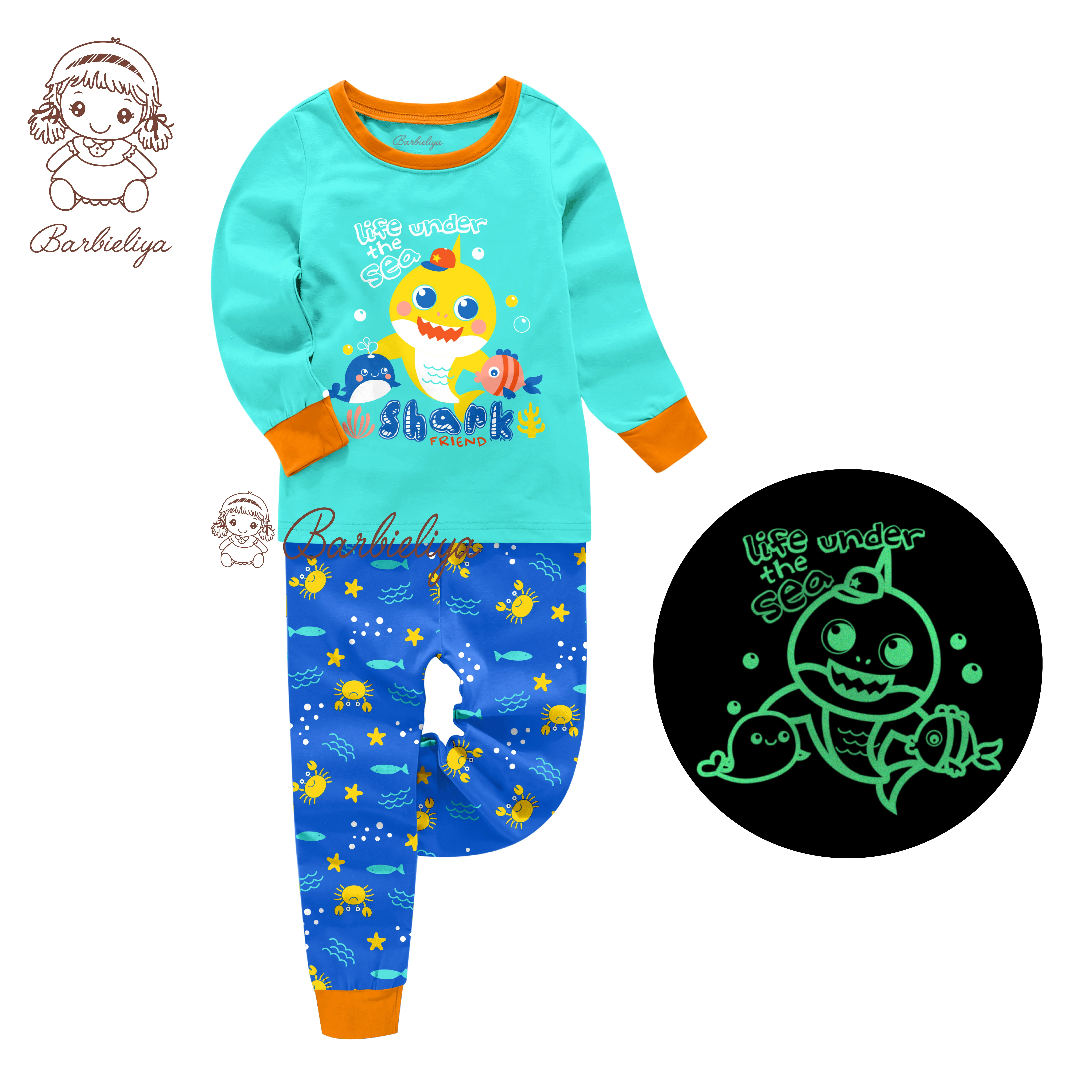 
boy girl pure cotton unicorn nightwear glow in the dark baby sleep suit china children sleepwear wholesale pyjamas kids pajamas 