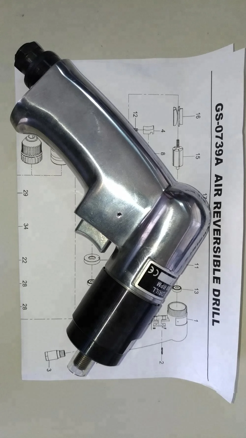 3/8 INDUSTRIAL AIR REVERSIBLE DRILL (1800 RPM) (GS-0739A)