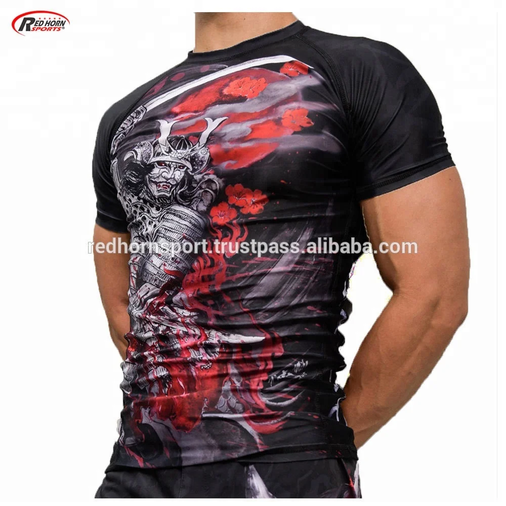 MMA Rash Guard and Shorts Set with Custom Design by Red Horn Sports
