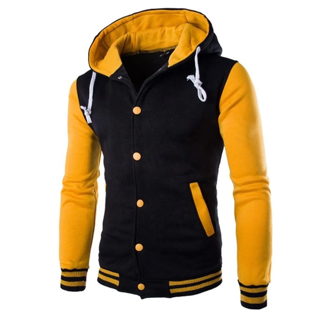 2018 Fashion Hoodies Men Single Breasted Hip Hop Mens Brand Mixed Color Hooded Varsity Style Hoodie Slim Fit Men Hoody FSW-4338