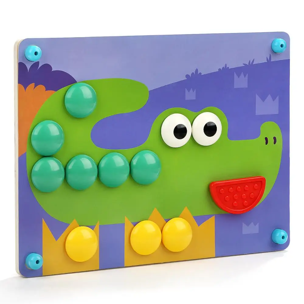 Topbright 2019 Educational Wooden DIY Mushroom Insert Nails Puzzle board game Toy for kids 130895