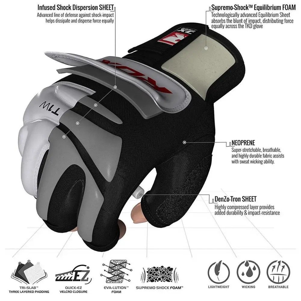 Best Quality MMA Taekwondo Gloves TKD Mitts Grappling Training WTF Martial Arts Sparring